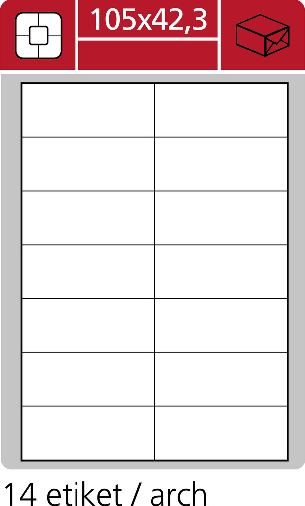 Print etikety A4 pro laserový a inkoustový tisk - 105 x 42,3 mm (14 etikety / arch)